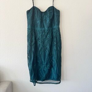 City Chic Teal Embroidered Mesh Cocktail Dress Size M / 18